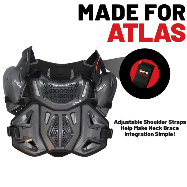 Atlas Defender 2.0 Chest & Back Protector Plus Shoulders - Black S/M - Multi-Panel Hardshell Roost Guard - CE EN 1621-3 Level 1 Chest / EN 1621-2 Level 1 Back - MX Off-Road Body Armor
