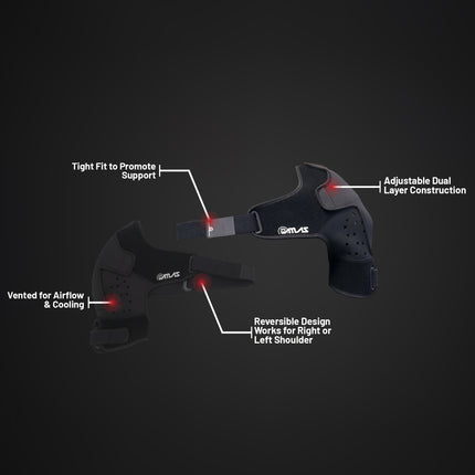 Atlas (A2050-01-010) Shoulder Brace Black, SM/MD, CE Certified, Reversible Design for Left or Right Shoulder, Adjustable Support for Sports and Injury Recovery