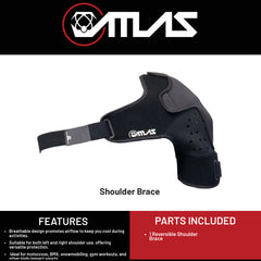 Atlas (A2050-01-010) Shoulder Brace Black, SM/MD, CE Certified, Reversible Design for Left or Right Shoulder, Adjustable Support for Sports and Injury Recovery