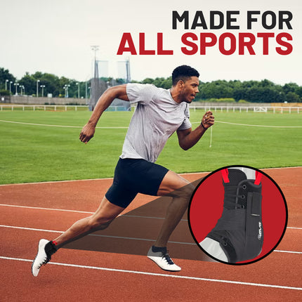 Atlas A2060-01-020 Ankle Brace Black, LG/XL, CE Certified, Reversible Design for Left or Right Ankle, Adjustable Support for Sports and Injury Recovery