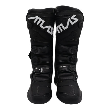 Atlas Brace Traction Motocross Boots (Adult - Size: 8) with Mud Gaiter, 4-Buckle Closure, & Memory Foam Padding for Use In: Enduro Racing, Powersports, & Motocross (Black)