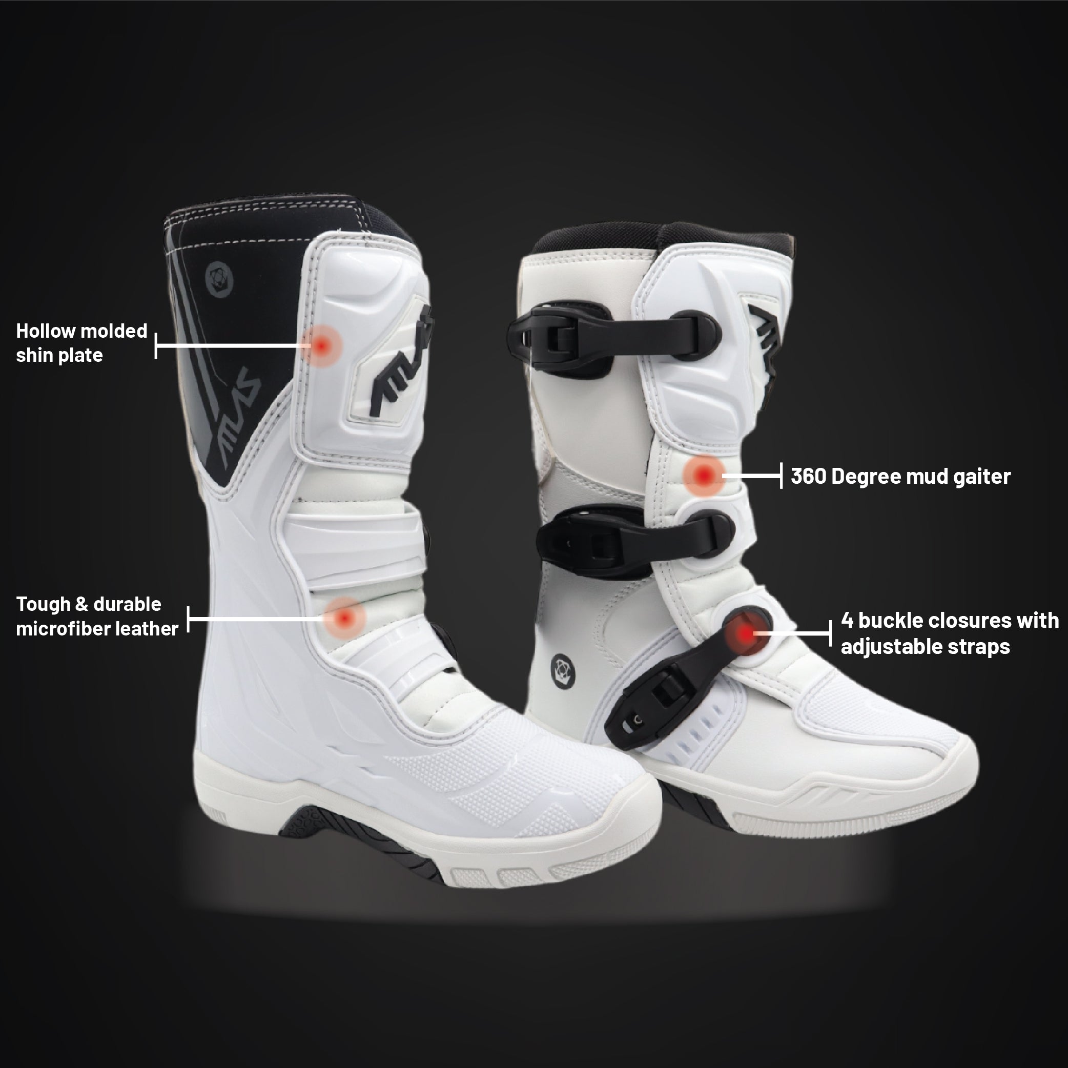 Atlas A5060-00-05 Youth Traction Boot White - Size 5