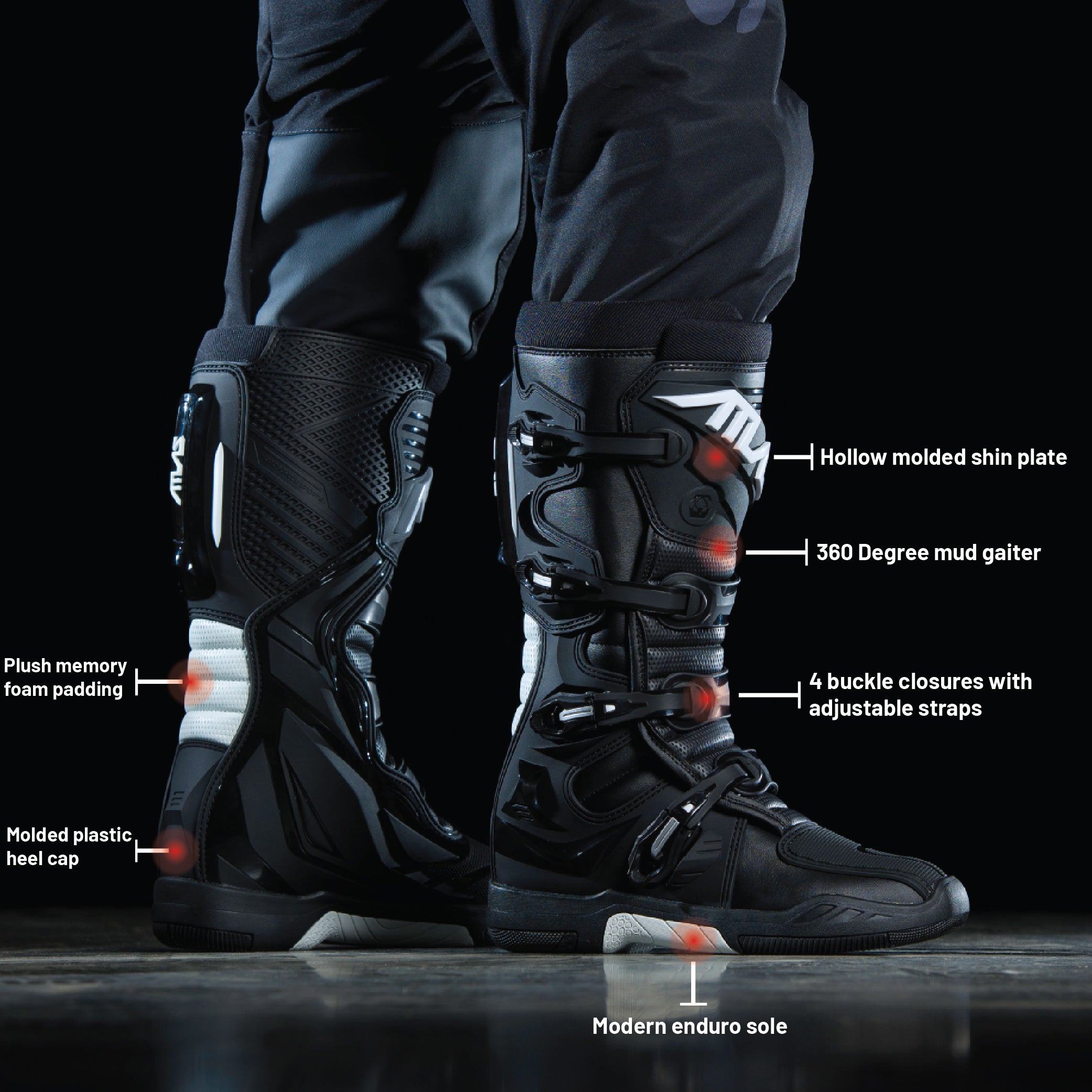 Atlas A5200-01-08 Traction Enduro Boot Black - Size 8