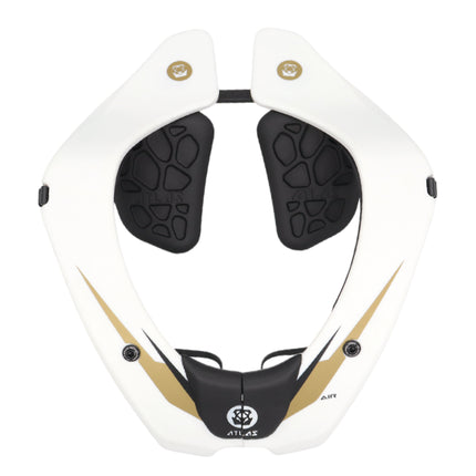 Atlas Air Anti-Compression Sport Neck Brace (Adult - Medium) for Use In: Powersports, Offroad Racing, Motocross, Mountain Biking, BMX, Snowmobiling, Snowboarding (White/Gold)