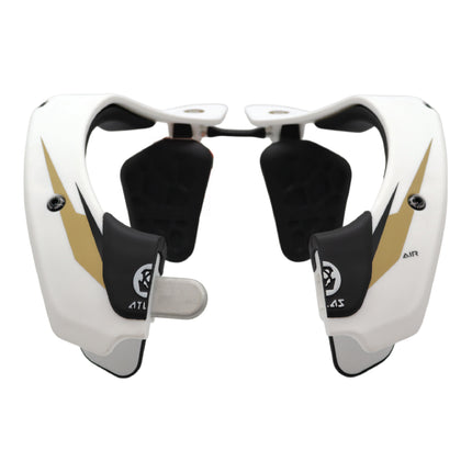 Atlas Air Anti-Compression Sport Neck Brace (Adult - Medium) for Use In: Powersports, Offroad Racing, Motocross, Mountain Biking, BMX, Snowmobiling, Snowboarding (White/Gold)