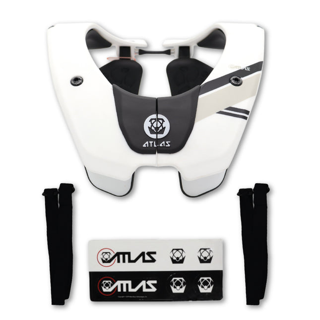 Atlas Air Lite Anti-Compression Sport Neck Brace (Adult - Medium) for Use In: Powersports, Offroad Racing, Motocross, Mountain Biking, BMX, Snowmobiling, Snowboarding (White)