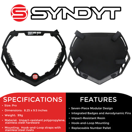 SYNDYT Pro Front Number Plate System for BMX / Electric Bikes - Universal, High Density,  Impact Resistant, Seven‑Piece Modular Design (Black / Black) SP-NP25LGB-BK