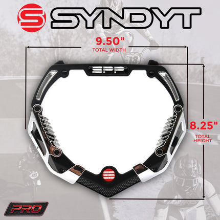 SYNDYT Pro Front Number Plate System for BMX / Electric Bikes - Universal, High Density,  Impact Resistant, Seven‑Piece Modular Design (Black / Chrome) SP-NP25LGC-BK