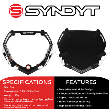 SYNDYT Pro Front Number Plate System for BMX / Electric Bikes - Universal, High Density,  Impact Resistant, Seven‑Piece Modular Design (Black / Chrome) SP-NP25LGC-BK