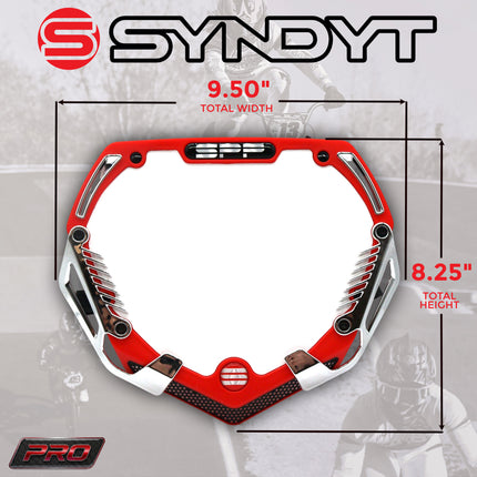 SYNDYT Pro Front Number Plate System for BMX / Electric Bikes - Universal, High Density,  Impact Resistant, Seven‑Piece Modular Design (Red / Chrome) SP-NP25LGC-RD