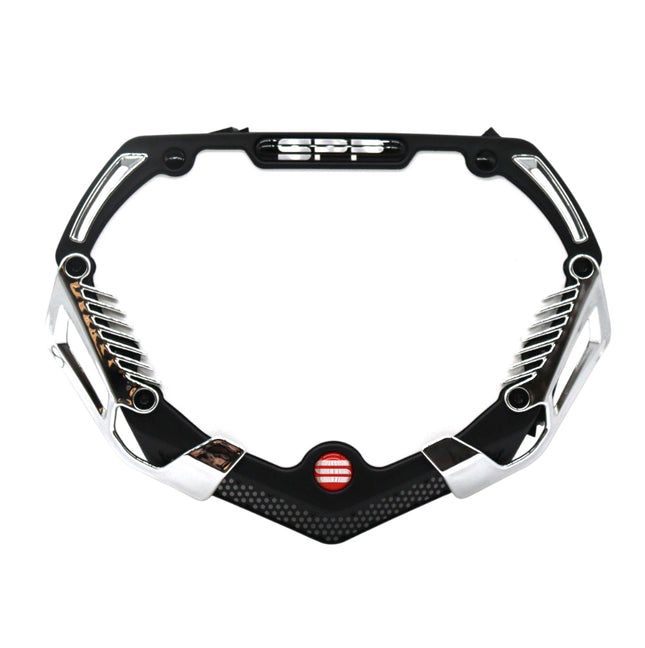 SYNDYT Expert Front Number Plate System for BMX / Electric Bikes - Universal, High Density,  Impact-Resistant, Seven‑Piece Modular Design (Black / Chrome) SP-NP25SMC-BK