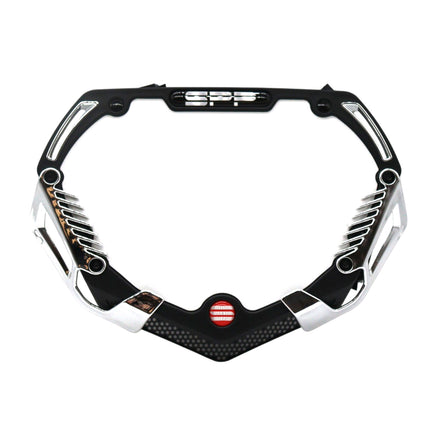 SYNDYT Expert Front Number Plate System for BMX / Electric Bikes - Universal, High Density,  Impact-Resistant, Seven‑Piece Modular Design (Black / Chrome) SP-NP25SMC-BK