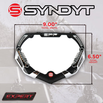 SYNDYT Expert Front Number Plate System for BMX / Electric Bikes - Universal, High Density,  Impact-Resistant, Seven‑Piece Modular Design (Black / Chrome) SP-NP25SMC-BK