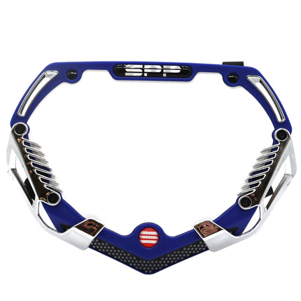 SYNDYT Expert Front Number Plate System for BMX / Electric Bikes - Universal, High Density,  Impact Resistant, Seven‑Piece Modular Design (Blue / Chrome) SP-NP25SMC-BL
