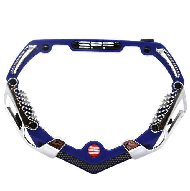 SYNDYT Expert Front Number Plate System for BMX / Electric Bikes - Universal, High Density,  Impact Resistant, Seven‑Piece Modular Design (Blue / Chrome) SP-NP25SMC-BL