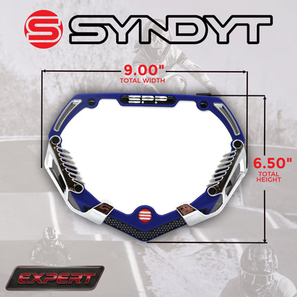 SYNDYT Expert Front Number Plate System for BMX / Electric Bikes - Universal, High Density,  Impact Resistant, Seven‑Piece Modular Design (Blue / Chrome) SP-NP25SMC-BL