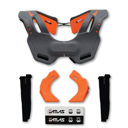 Atlas Brace Vision Anti-Compression Collar Neck Brace (Adult - Small/Medium) for Use In: Powers, Offroad Racing, Motocross, Mountain Biking, and BMX (Grey/Orange)