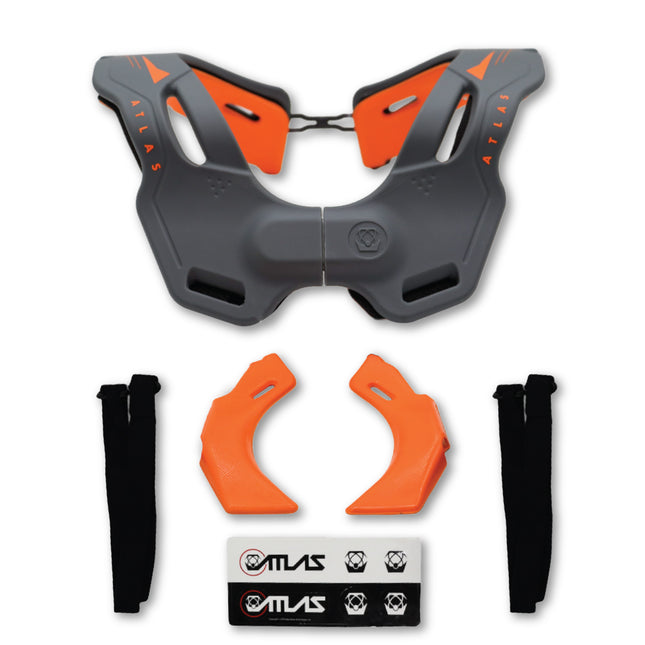 Atlas Brace Vision Anti-Compression Collar Neck Brace (Adult - Small/Medium) for Use In: Powers, Offroad Racing, Motocross, Mountain Biking, and BMX (Grey/Orange)