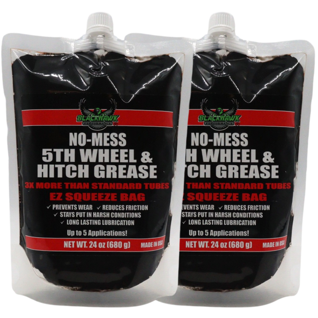 BLACKHAWK PERFORMANCE 5th Wheel and Hitch Grease 24 oz EZ-Squeeze (2 Pack), Prevents Wear, Reduces Friction, Compatible in Harsh Conditions, Long Lasting Lubricant, Squeeze and Apply