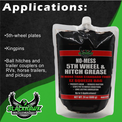 BLACKHAWK PERFORMANCE 5th Wheel and Hitch Grease 24 oz EZ-Squeeze (2 Pack), Prevents Wear, Reduces Friction, Compatible in Harsh Conditions, Long Lasting Lubricant, Squeeze and Apply