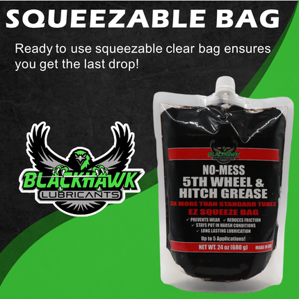 BLACKHAWK PERFORMANCE 5th Wheel and Hitch Grease 24 oz EZ-Squeeze (3 Pack), Prevents Wear, Reduces Friction, Compatible in Harsh Conditions, Long Lasting Lubricant, Squeeze and Apply