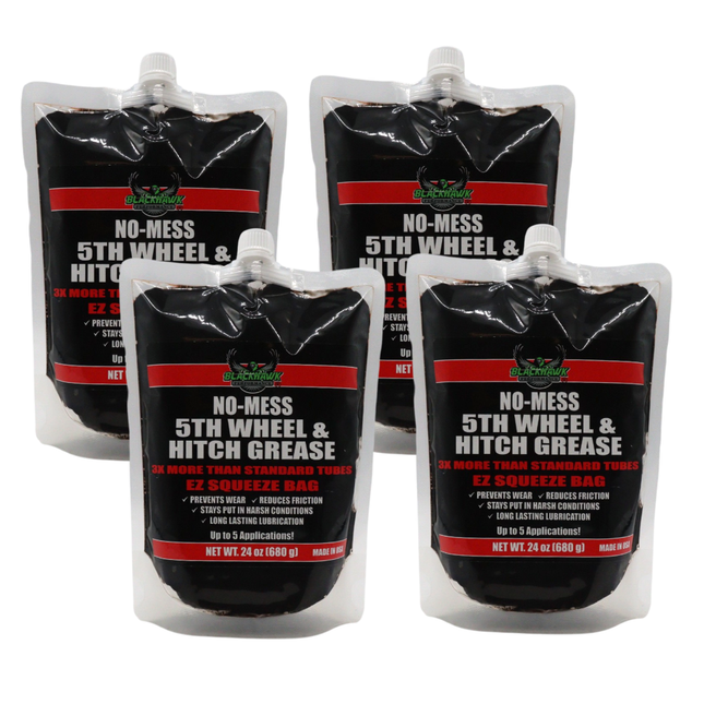 BLACKHAWK PERFORMANCE 5th Wheel and Hitch Grease 24 oz EZ-Squeeze (4 Pack), Prevents Wear, Reduces Friction, Compatible in Harsh Conditions, Long Lasting Lubricant, Squeeze and Apply