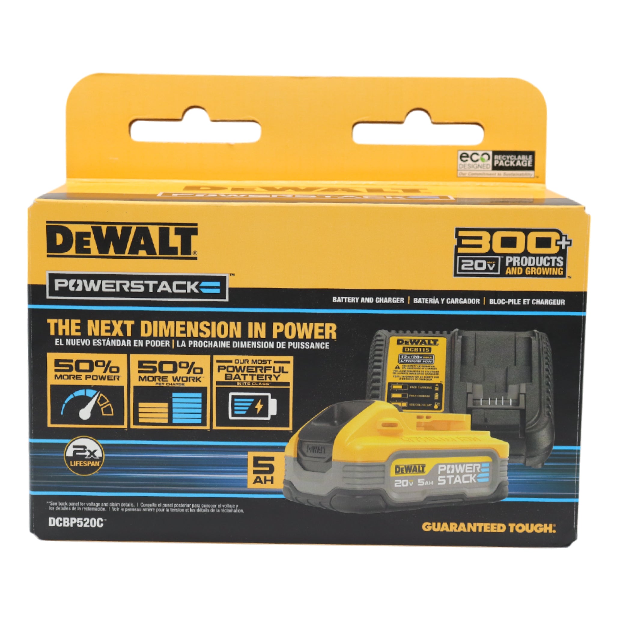DEWALT DCBP520C 20V MAX Lithium-Ion Battery Starter Kit with 5.0Ah Battery & Charger – Compatible with 200+ DEWALT 20V/60V MAX Tools
