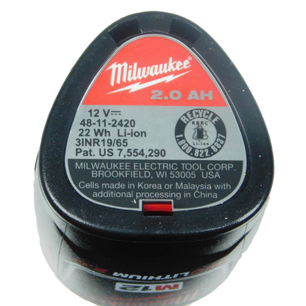 Milwaukee 48-11-2420 12V volt MAX Lithium Ion Battery Pack 2 Ah Single Pack
