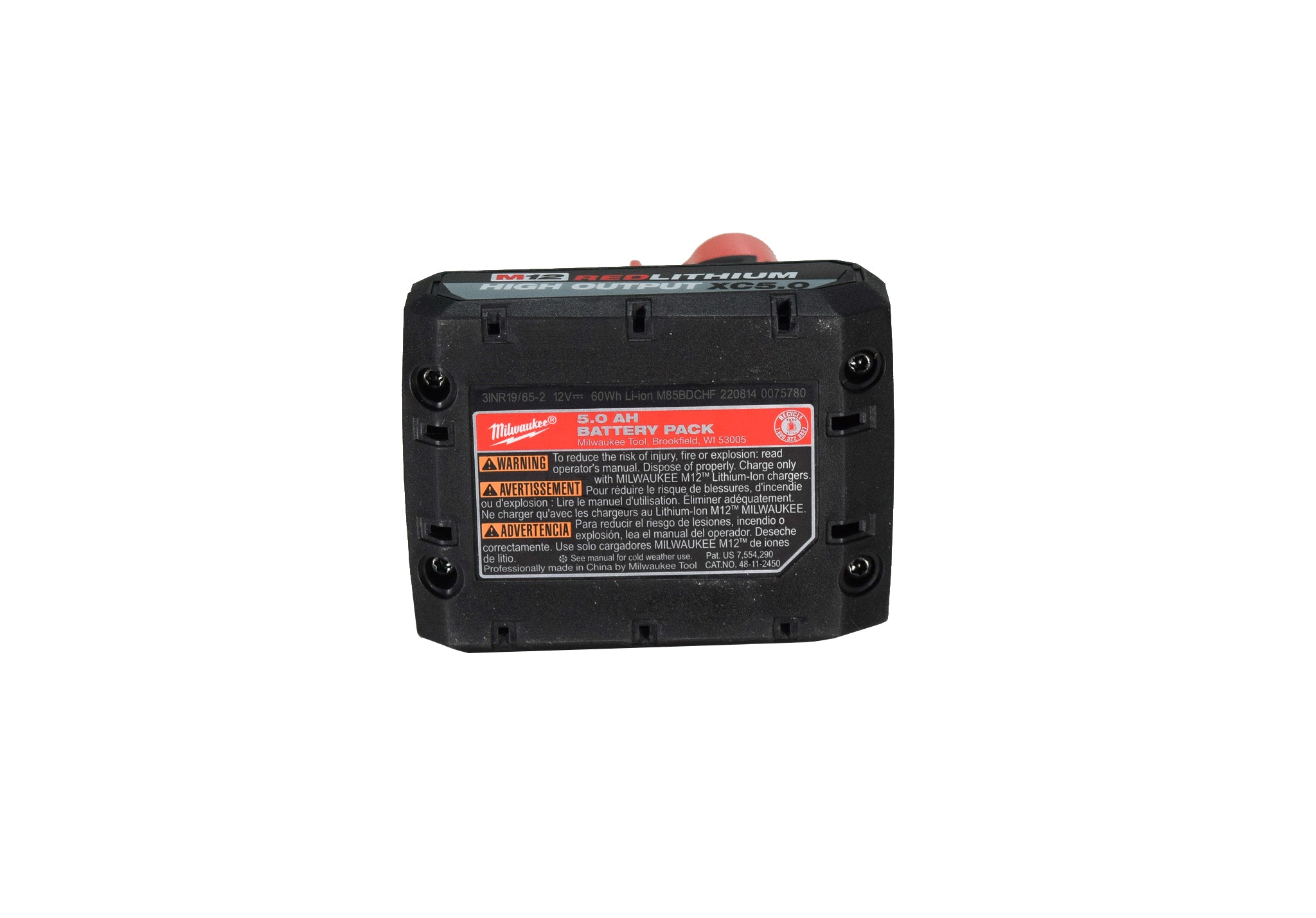 Milwauke 48-11-2450 M12 12-Volt Lithium-Ion XC High Output 5.0 Ah Battery Pack