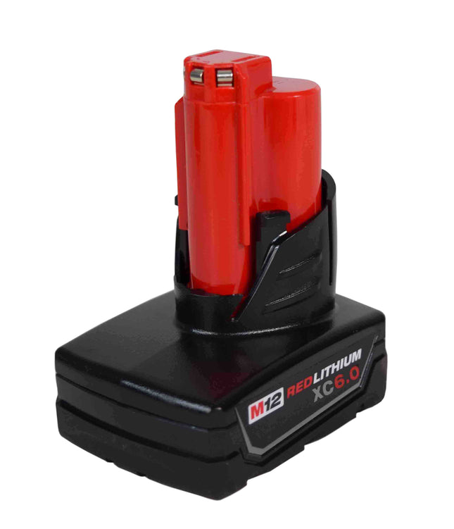 Milwaukee M12 REDLITHIUM XC6.0 12V Extended-Capacity Battery — 6.0 Ah, REDLINK Intelligence, 3× Runtime, All-Weather Performance, Compatible with 70+ M12 Tools