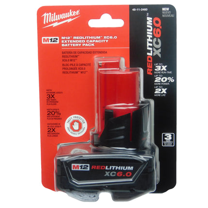 Milwaukee 48-11-2460 M12 12V XC 6.0 Ah Battery (4 Pack)