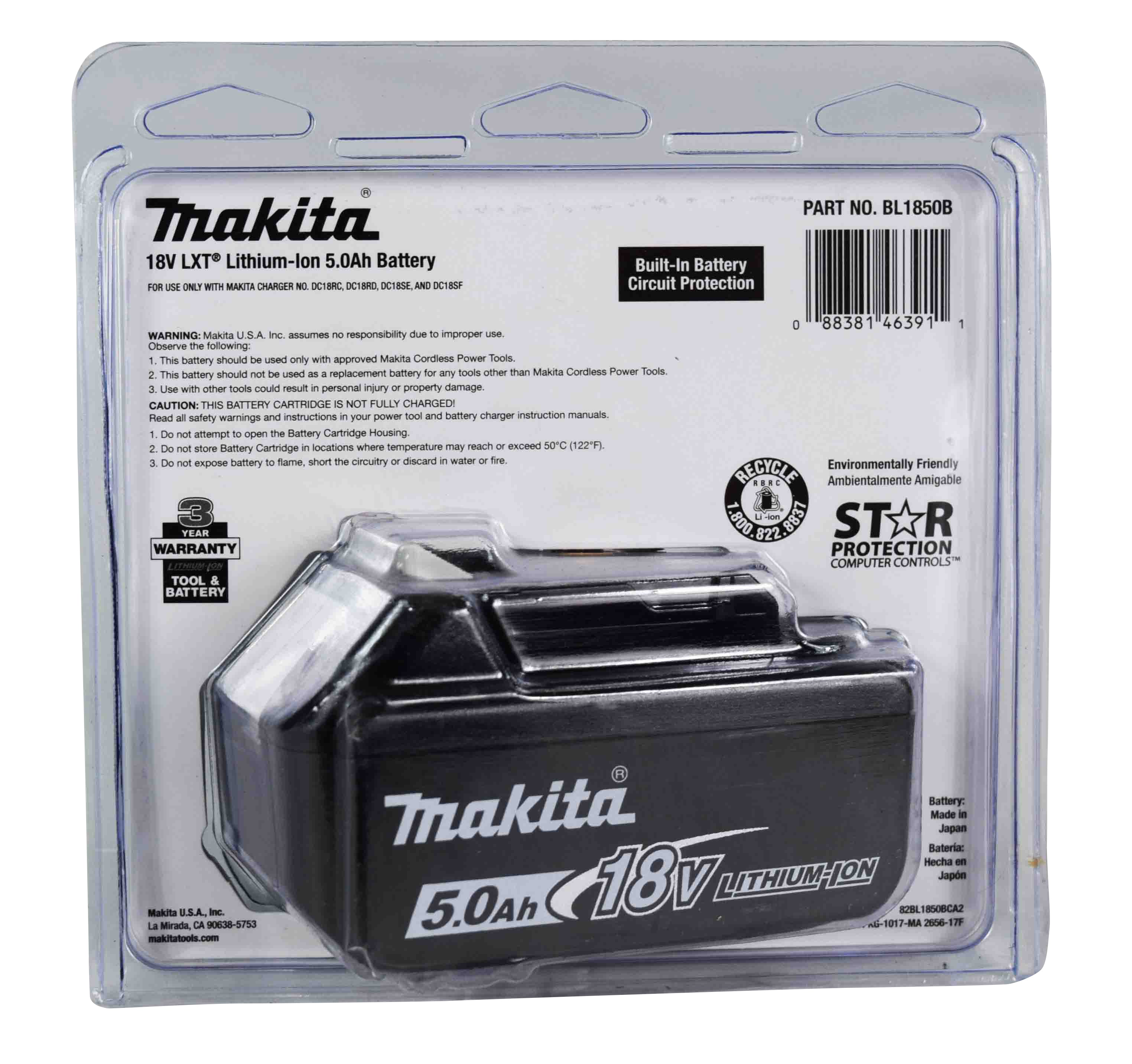 Makita BL1850B 18V LXT Lithium-Ion 5.0Ah Battery w/ Charger Indicator