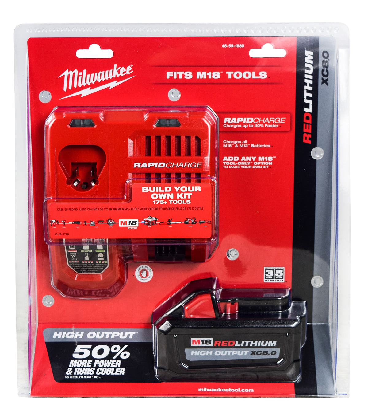 MILWAUKEE 48-59-1880 M18 REDLITHIUM HIGH OUTPUT XC8.0 Starter Kit