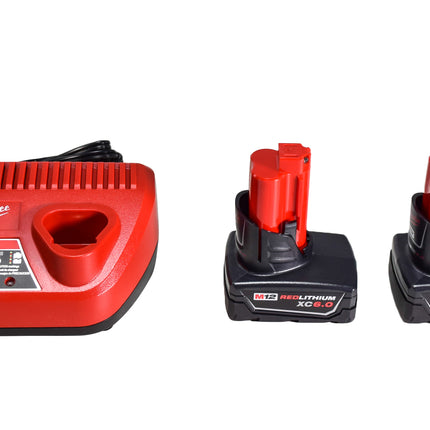 Milwaukee M12 12-Volt Lithium-Ion 6.0Ah Battery and Charger Kit – Includes Two M12 REDLITHIUM XC 6.0 Extended Capacity Batteries & M12 Charger, Long Runtime, Compatible with All Milwaukee M12 Tools