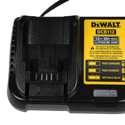 DEWALT DCB201 20V MAX Lithium-Ion Battery 1.5Ah (2 Batteries) with DCB112 12V/20V MAX Fast Charger, Lightweight Compact Power Tool Battery & Charger Kit, Compatible with DEWALT 20V MAX System