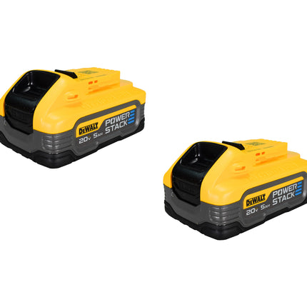 DEWALT Powerstack 20V MAX Battery, Rechargeable, 5Ah, Lithium Ion, 2-Pack (DCBP520-2)