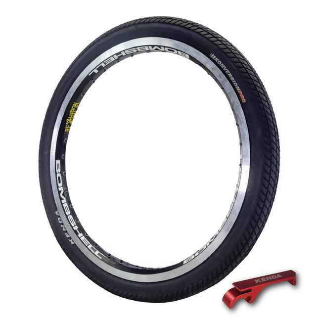 Kenda Konversion Pro K1079 - 20x1.75 Tube Bicycle Tire - 120TPI, 100 PSI Max, and Fold Bead - Lightweight, High- Performance BMX and Street Bike Tire (20x1.75)(20/1.75) w/ Kenda Keychain