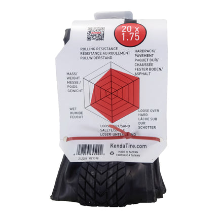 Kenda Konversion Pro K1079 - 20x1.75 Tube Bicycle Tire - 120TPI, 100 PSI Max, and Fold Bead - Lightweight, High- Performance BMX and Street Bike Tire (20x1.75)(20/1.75) w/ Kenda Keychain
