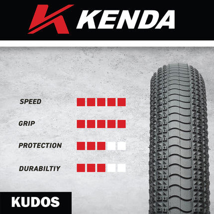 Kenda Kudos Pro K1233 - 20x1.95 Tubeless BMX Bicycle Tire - 120 TPI and Folding Bead - Lightweight, High-Performance BMX Bike Tire (20 x 1.95)(20/1.95) w/ Kenda Keychain