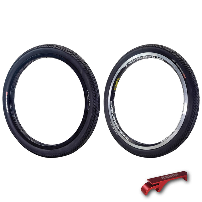 Kenda Konversion Pro K1079 - 20x1.95 and 24x1.75 Tube Bicycle Tires - 120TPI, 100 PSI Max and Fold Bead - Lightweight, High- Performance BMX and Street Bike Tires (20/1.95)(24/1.75) w/ Kenda Keychain