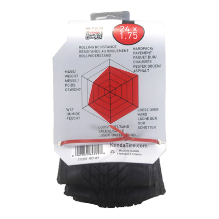 Kenda Konversion Pro 120tpi Fold 24x1.75 BMX Bicycle Tire w/ Keychain (Single)