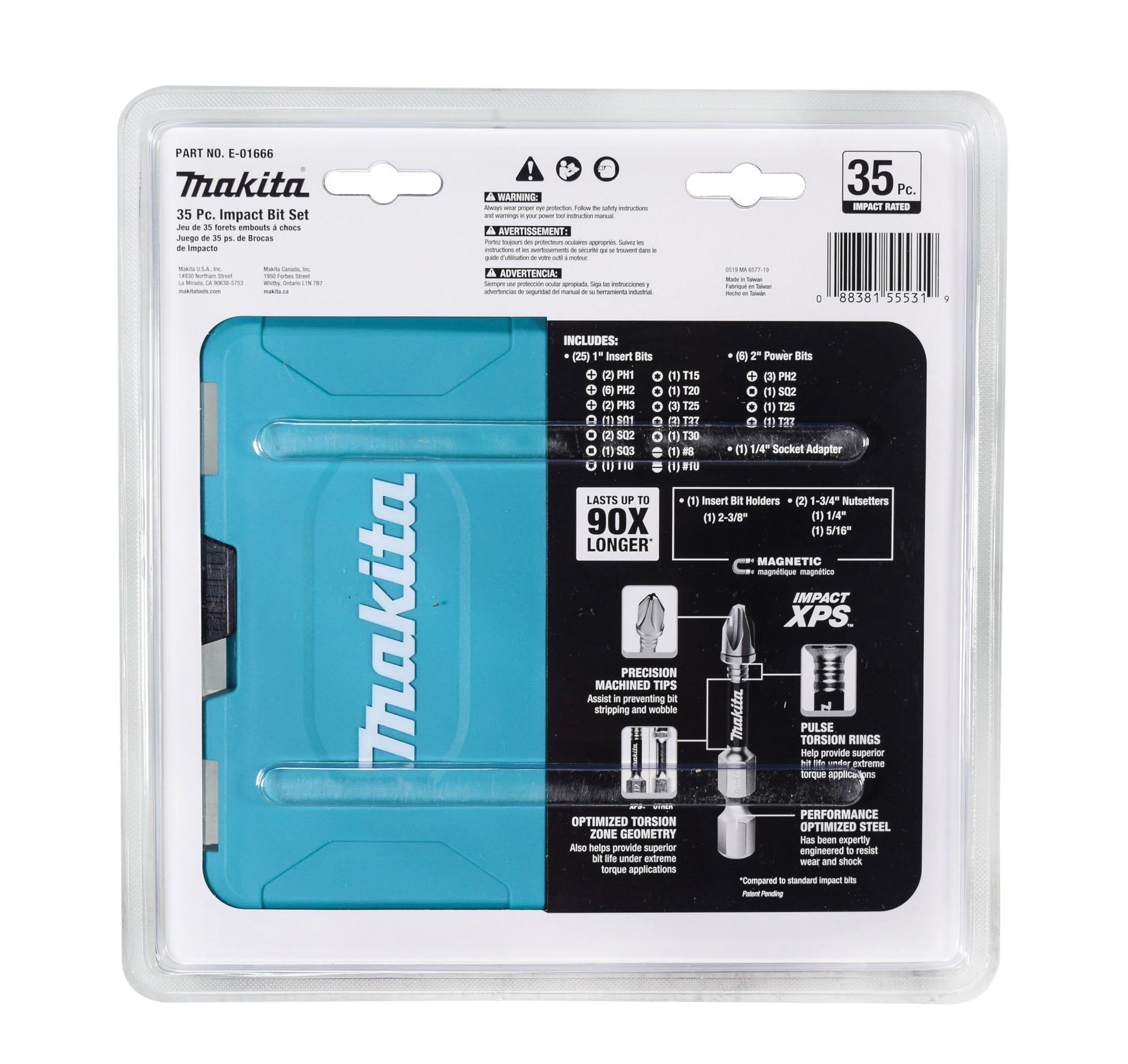 Makita E-01666 35 Pc. Heavy Duty XPS Magnetic Impact Bit Set