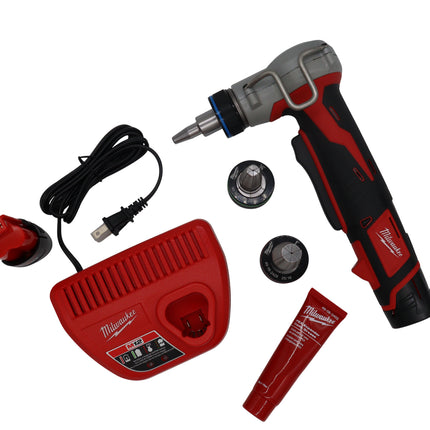 Milwaukee M12 Cordless PEX Expander Kit – 12V Lithium-Ion Auto-Rotating PEX-A/F1960 Expansion Tool with 1/2", 3/4", 1" Expansion Heads, Expander Grease, Hard Case, Charger, M12 REDLITHIUM Battery (x2)