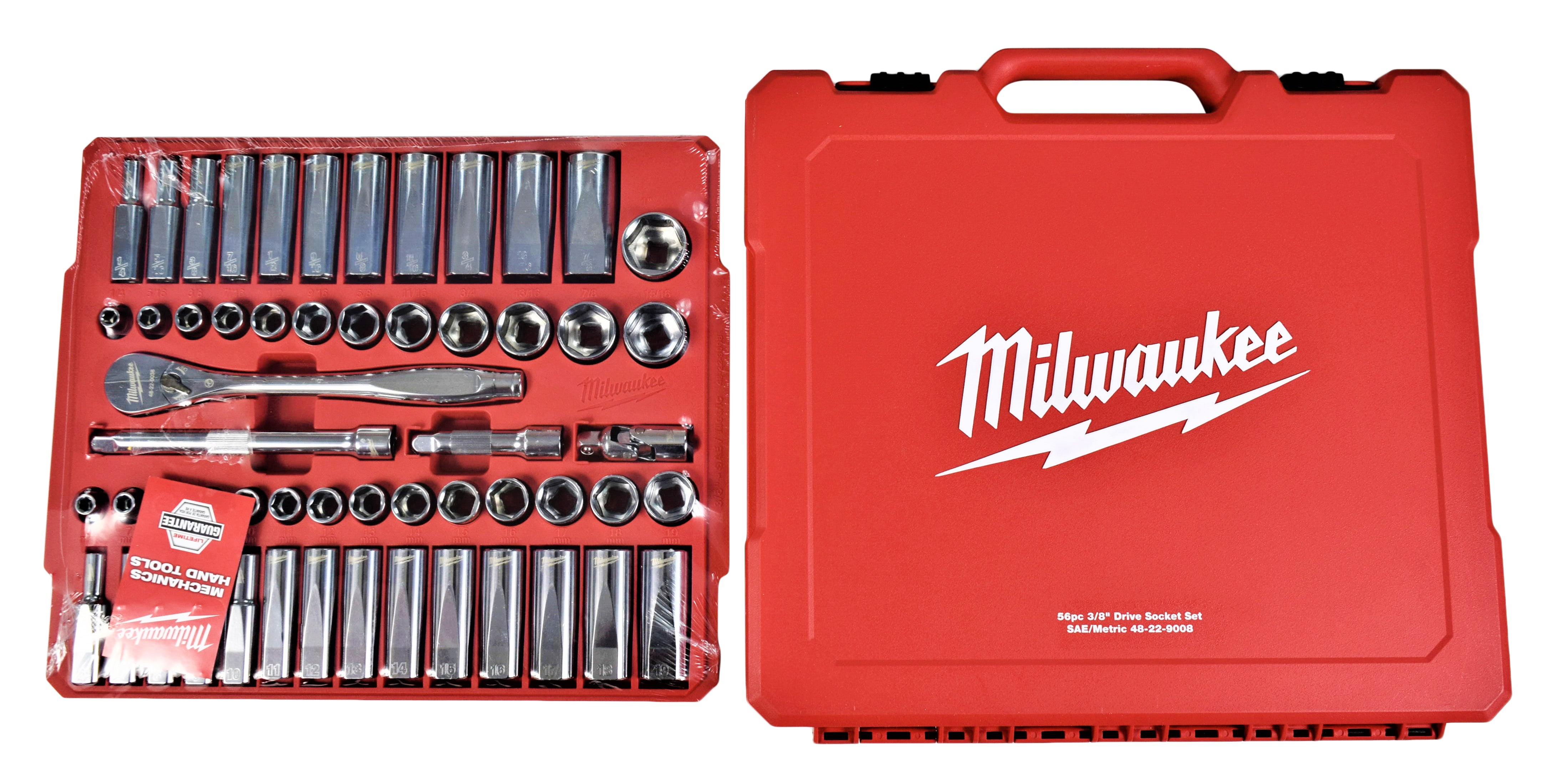 Milwaukee 48-22-9008 3/8 in. Drive 56pc Ratchet & Socket Set (SAE & Metric)