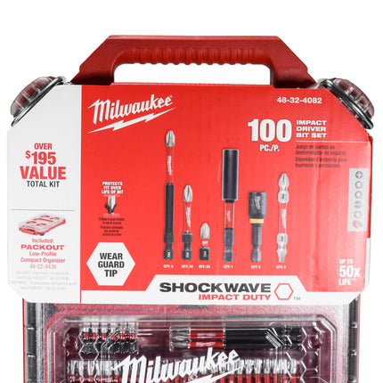 MilwaukeeTool 48-32-4082 Impact-Duty Alloy Steel Driver Bit Set with PACKOUT Case (100-Piece)