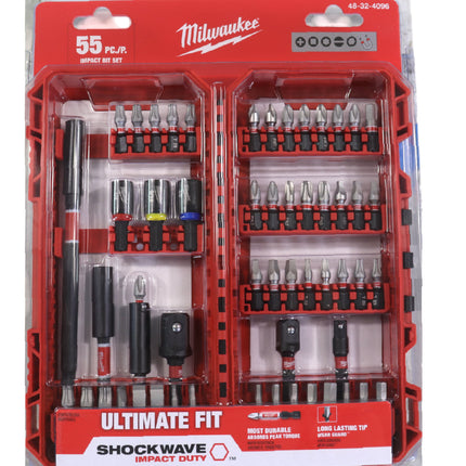 Milwaukee Tool 48‑32‑4096 Shockwave Impact Duty Driver Bit Set, 55‑Piece, Durable Steel Construction
