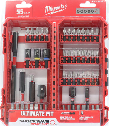 Milwaukee Tool 48‑32‑4096 Shockwave Impact Duty Driver Bit Set, 55‑Piece, Durable Steel Construction