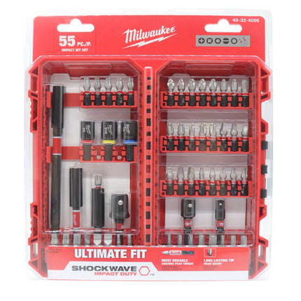 Milwaukee Tool 48‑32‑4096 Shockwave Impact Duty Driver Bit Set, 55‑Piece, Durable Steel Construction