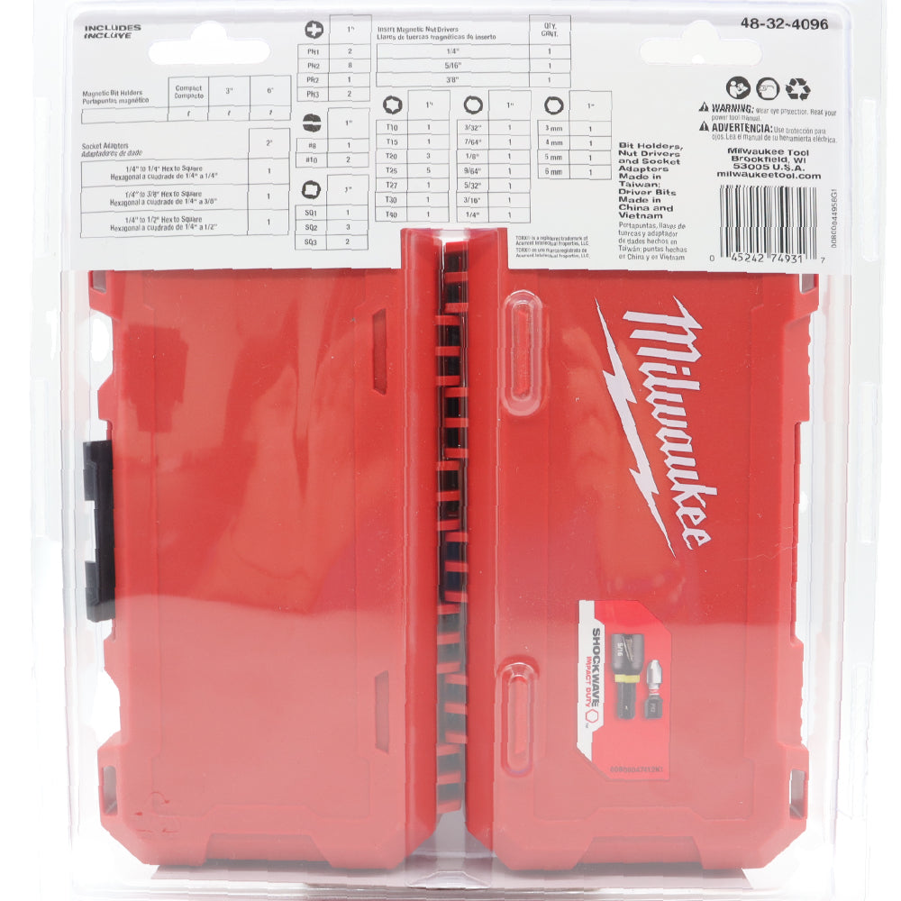Milwaukee Tool 48‑32‑4096 Shockwave Impact Duty Driver Bit Set, 55‑Piece, Durable Steel Construction