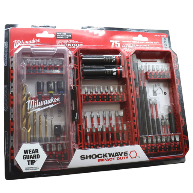 Milwaukee 48-32-4098 SHOCKWAVE Impact Duty Drill, Drive & Fasten Set - 75PC